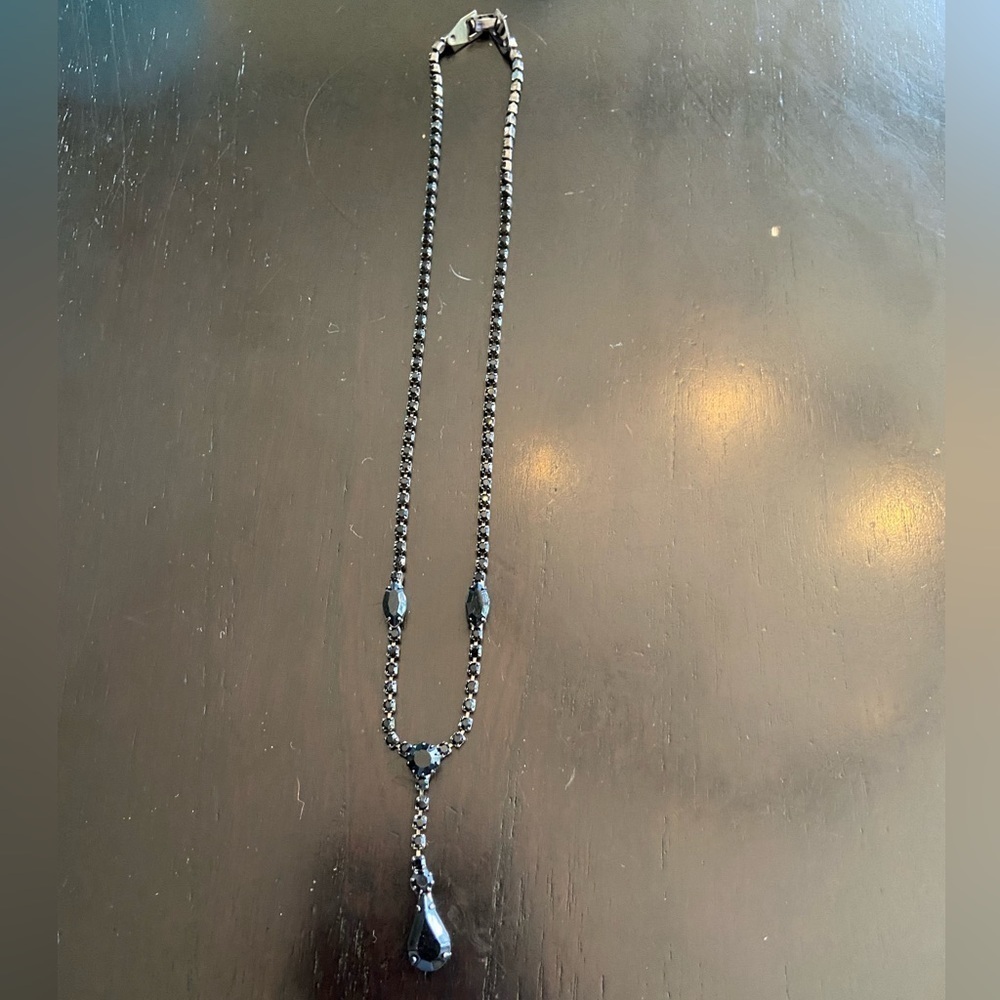 Black rhinestone teardrop necklace